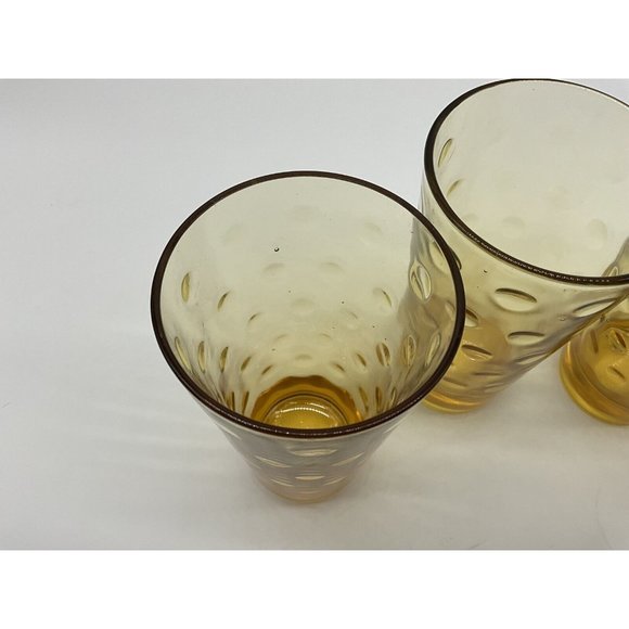 Hazel Atlas Vintage Gold Capri Dot Tumblers MCM Size 5.25 Inches High, Set of 4 - Picture 10 of 15